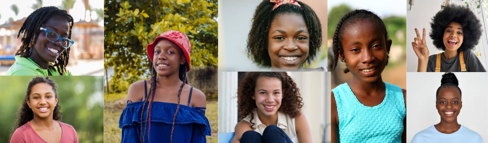 Collage of smiling african american teen girls
